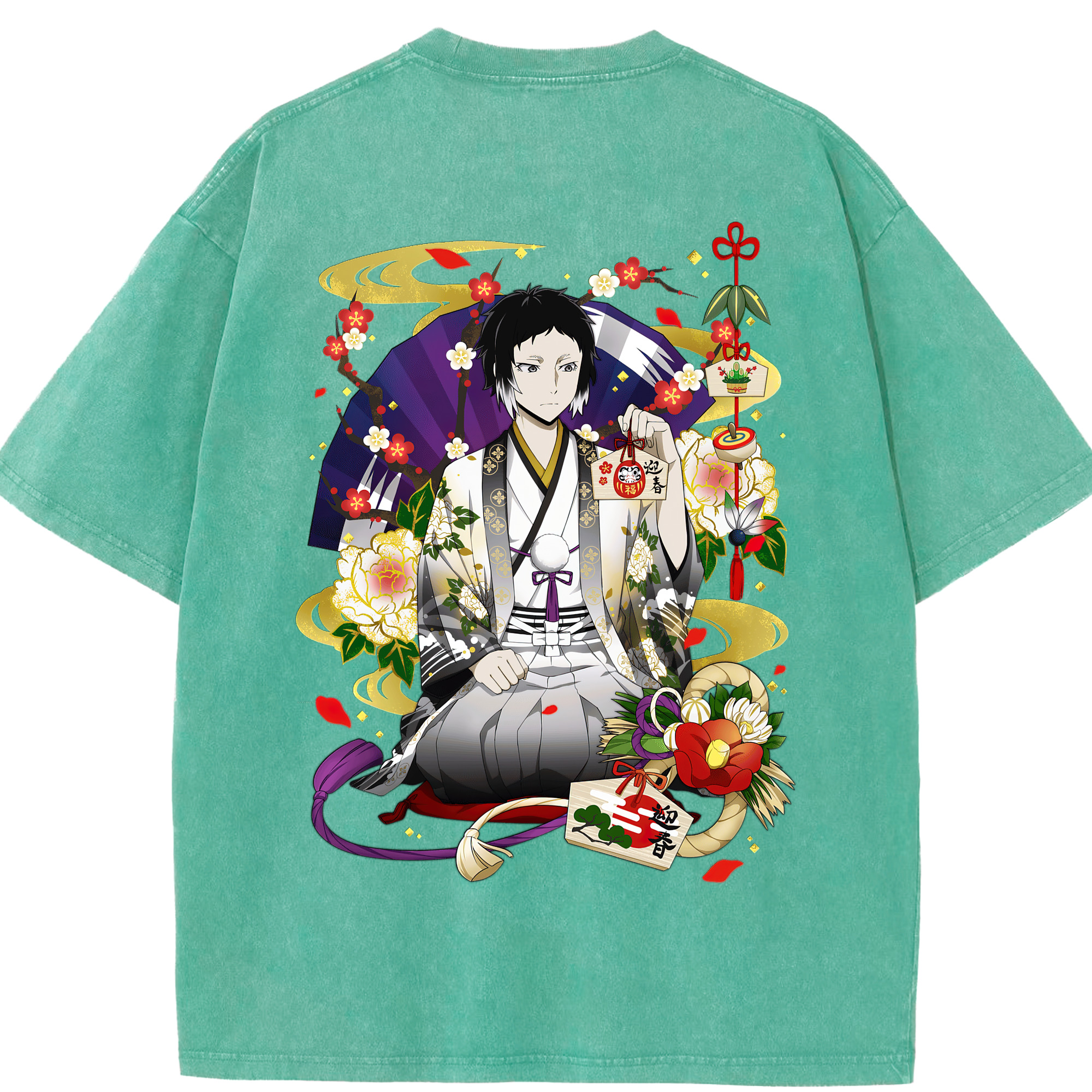 （画像用） 文豪ストレイドッグス Bungo Stray Dogs 綿100% ヴィンテージ風 半袖Tシャツ（背面プリント）